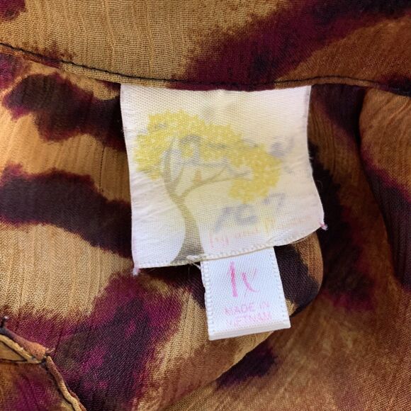 Fig and Flowers Womens Size 1X 3/4 Sleeve Sheer Overlay  Button Front Top - Picture 6 of 10